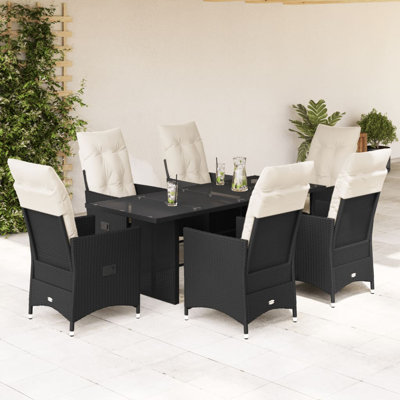  Garden Dining Set Black, Cream White