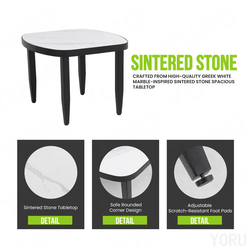 Table d'appoint Modern Modern Elegance Arc, 18.11" H x 23.62" W x 23.62" D, White / Black, Aluminum