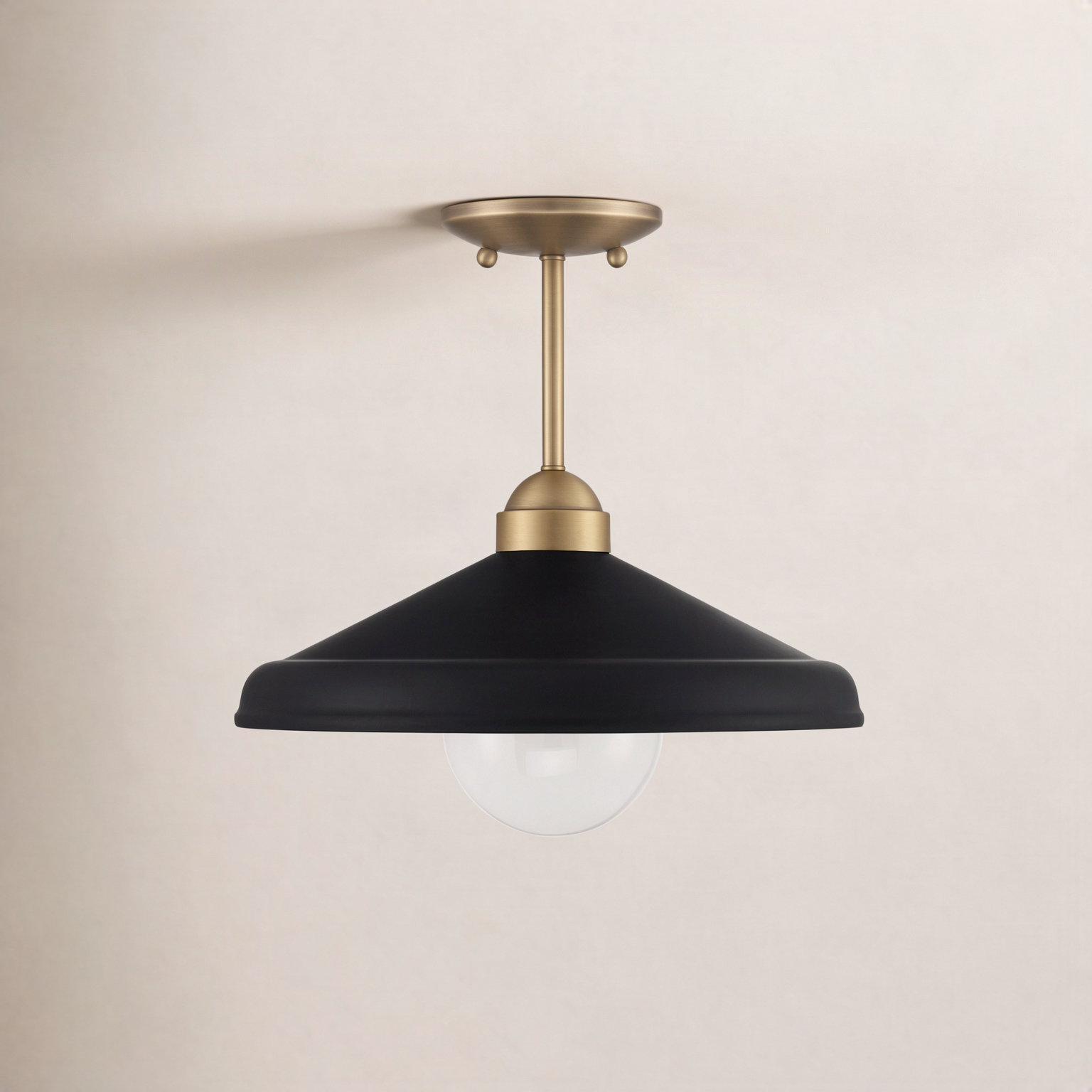 Delilah Single Light Metal Semi Flush Mount, Black