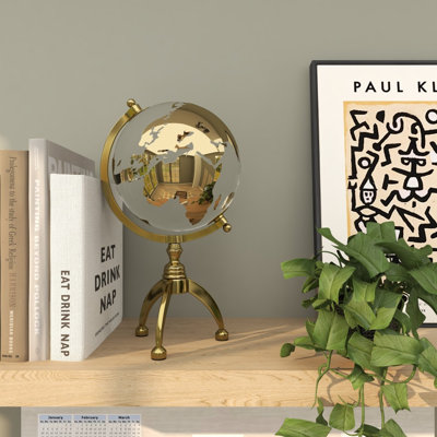 Globe terrestre en aluminium et en métal avec trépied
