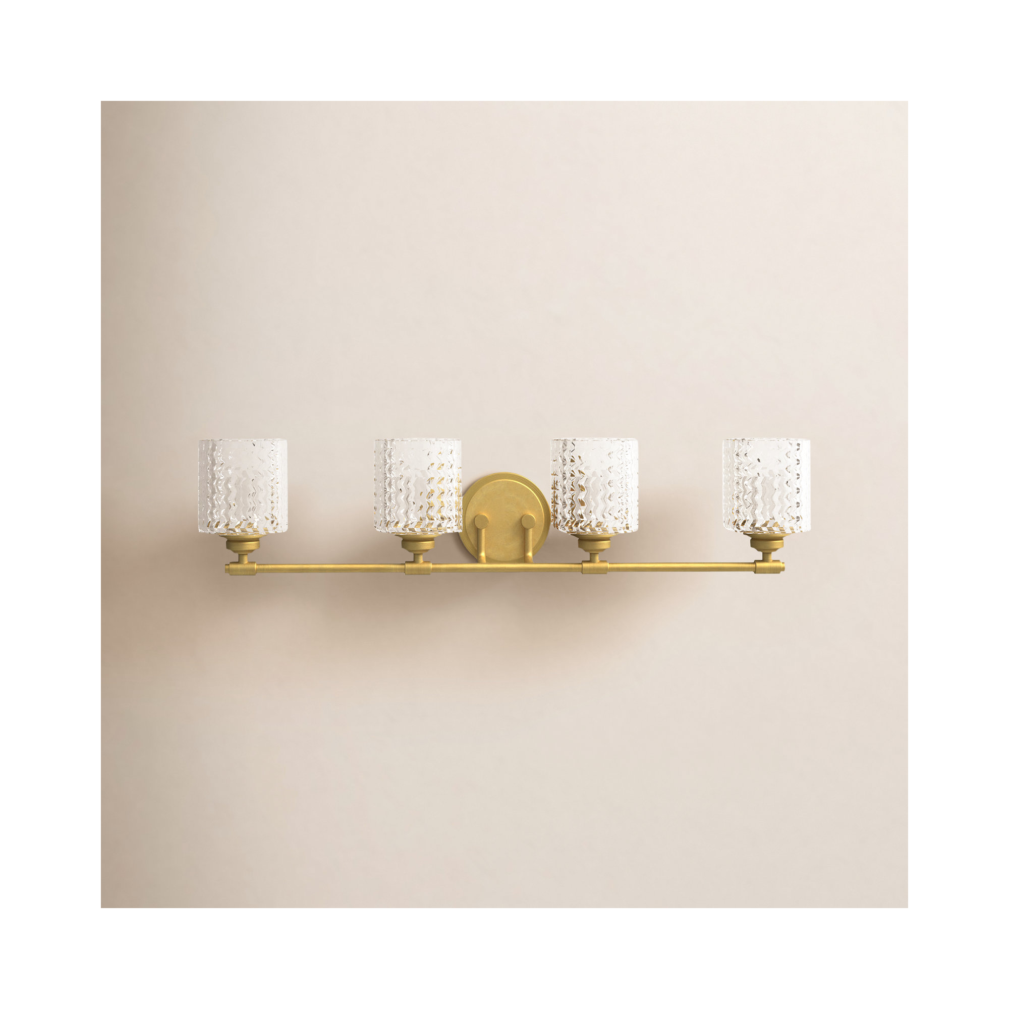 Adley 4 Light Frosted Dimmable Vanity Light, Heritage Brass