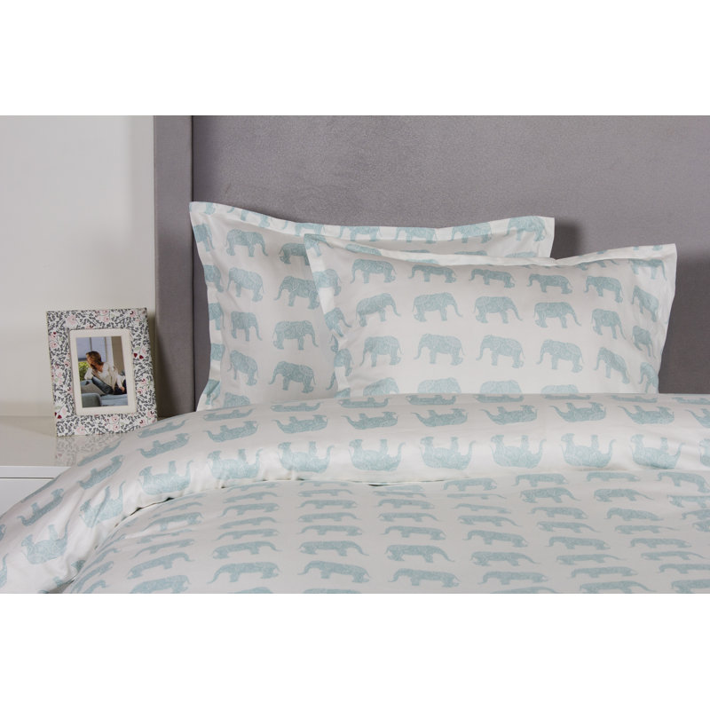 Elephant Cotton Animal Print Duvet Cover, Pink, Queen Duvet Cover + 2 Standard Shams