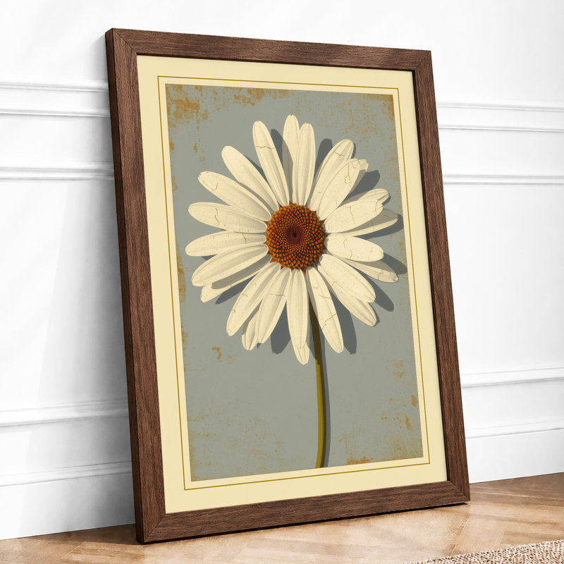 Single Daisy Botanical - Framed Print, A1 - 84.1 x 59.4 cm, Walnut