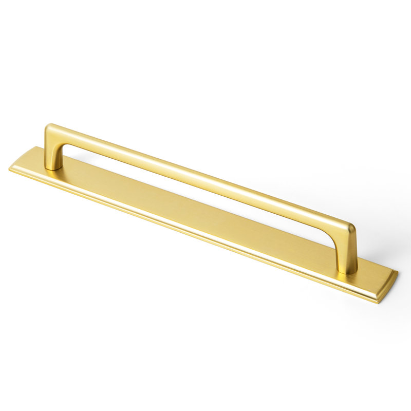 Poignée de bar classique avec contre-plaque, 7.6", Or brossé