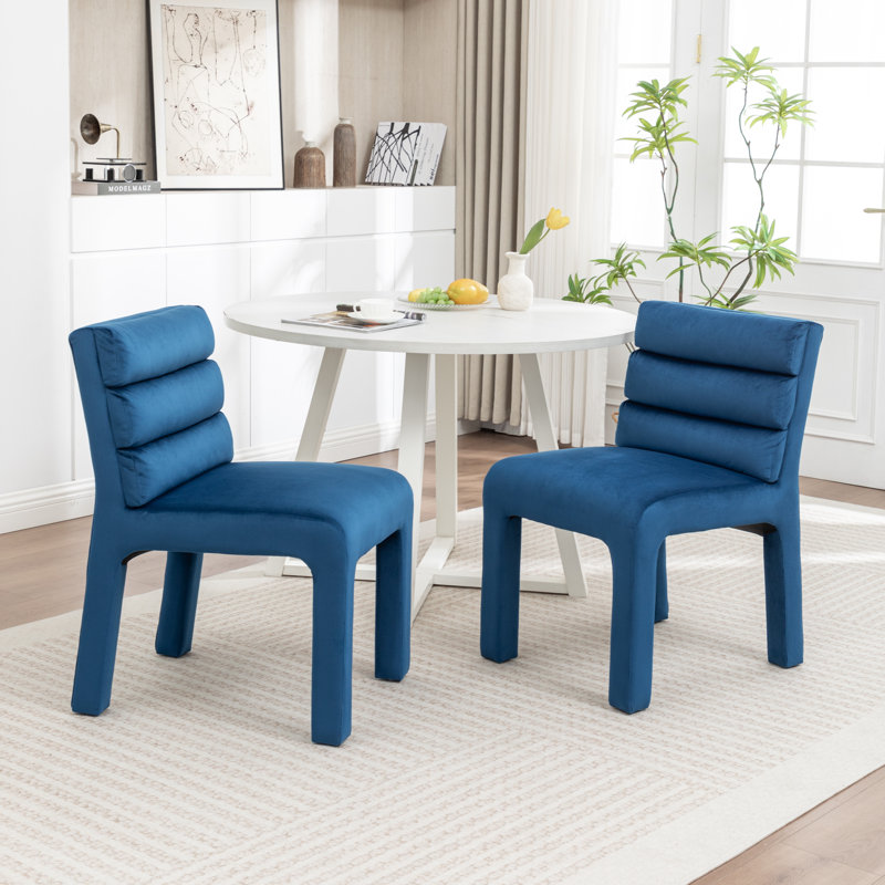 Cowger Velvet Upholstered Side Chair, Navy