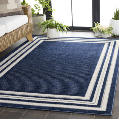 Tapis intérieur / extérieur bleu / ivoire Adhamh 303