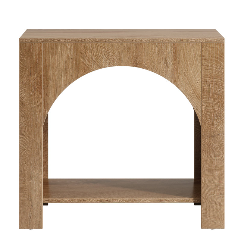 Pedestal End Table, Light Brown
