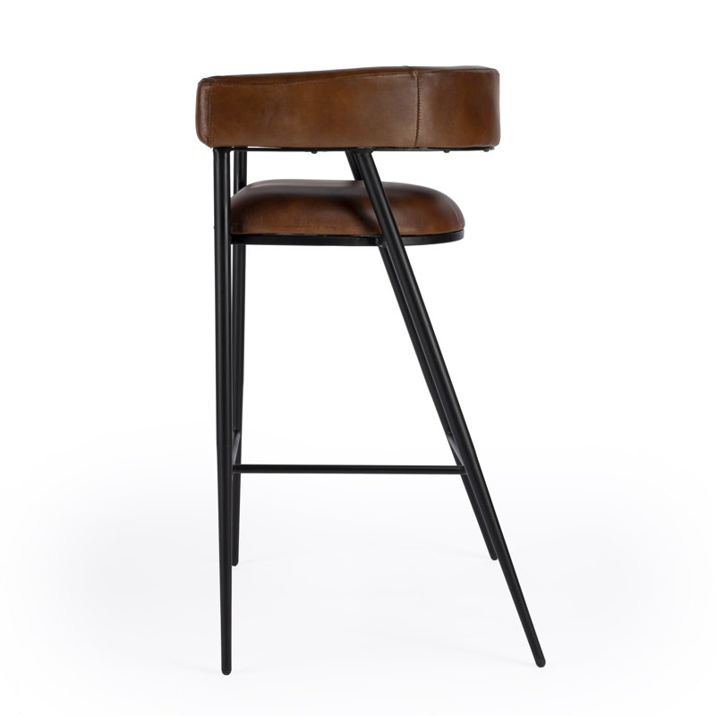 Dallas Leather and Iron cushioned 28.5" Bar Stool