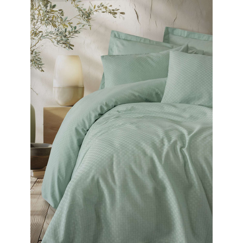 Premium Sage Green Ranforce Single Quilt Cover Set, 53.1 x 78.7 inches | 100% Cotton, Machine Washable at 104°F, Envelope Pillowcase & Button Closure | Soft, Durable, Stylish Bedding for Comfort & Elegance