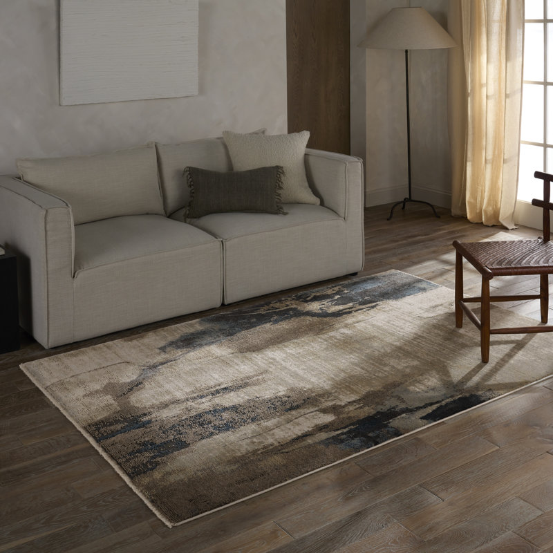 Sanaa By Nikki Chu Goewin Powerloomed Abstract Tan/Taupe Area Rug, Rectangle 2'8" x 5'
