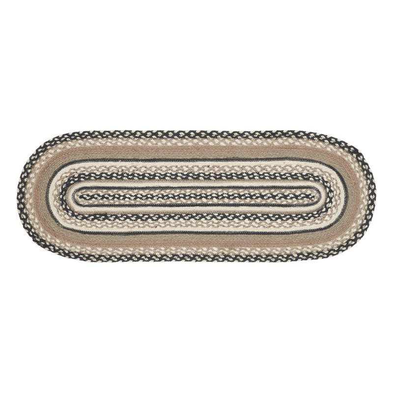 Sawyer Mill Charcoal Creme Jute Table Runner, 13" W x 36" L