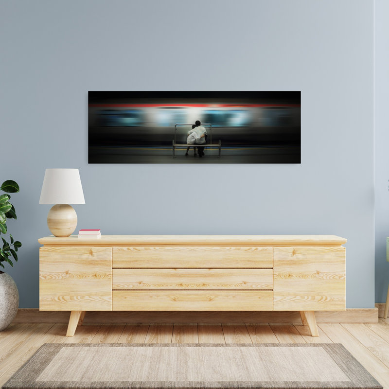 Train Station Embrace 1 Piece Wrapped Canvas Panoramic Wall Art, 121.92 cm H x 40.64 cm W