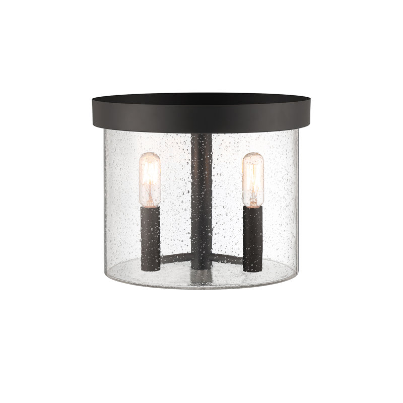 Matte Black 3 - Bulb Outdoor Flush Mount