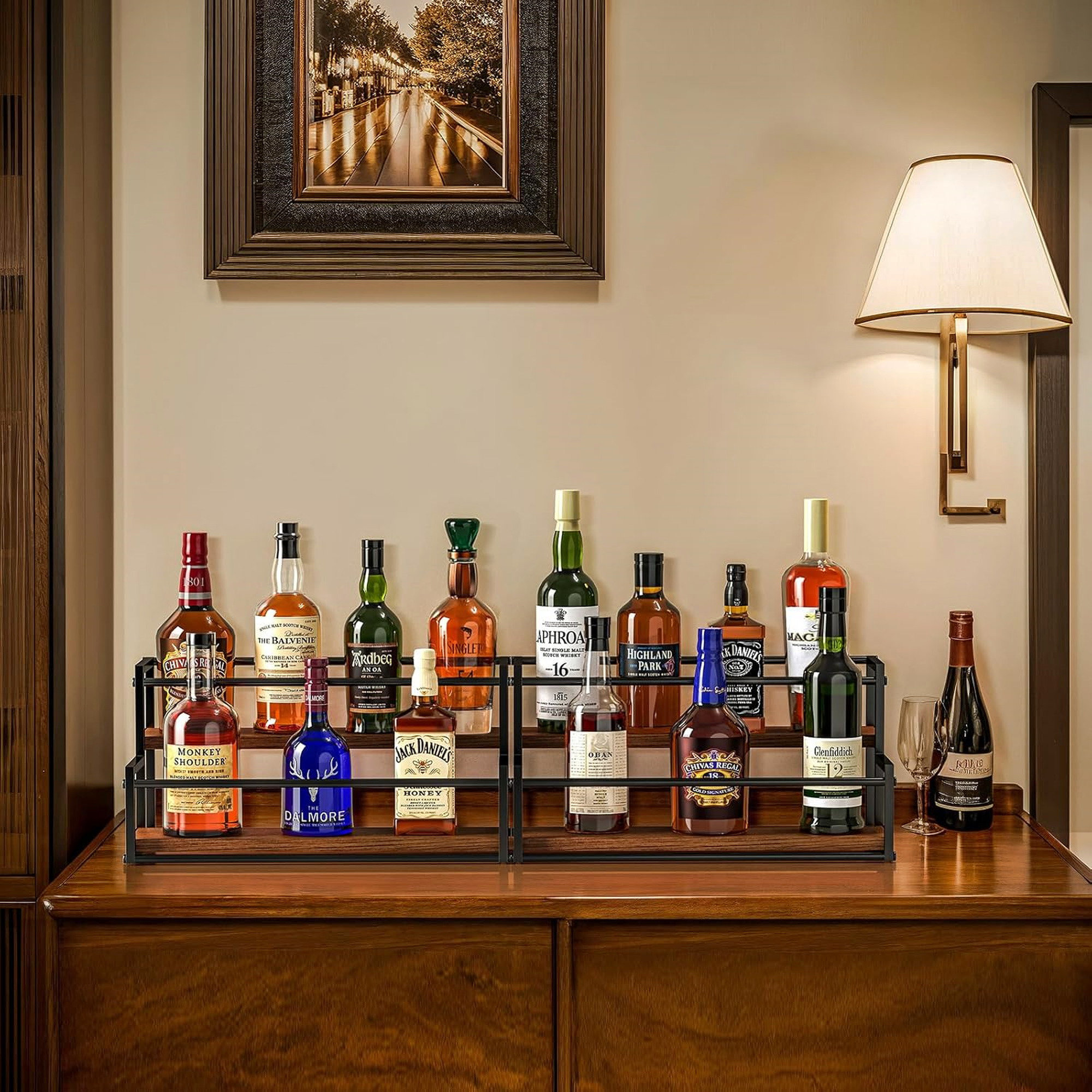 17 Stories Liquor Bottle Display Shelf Tier Liquor Rack Holder