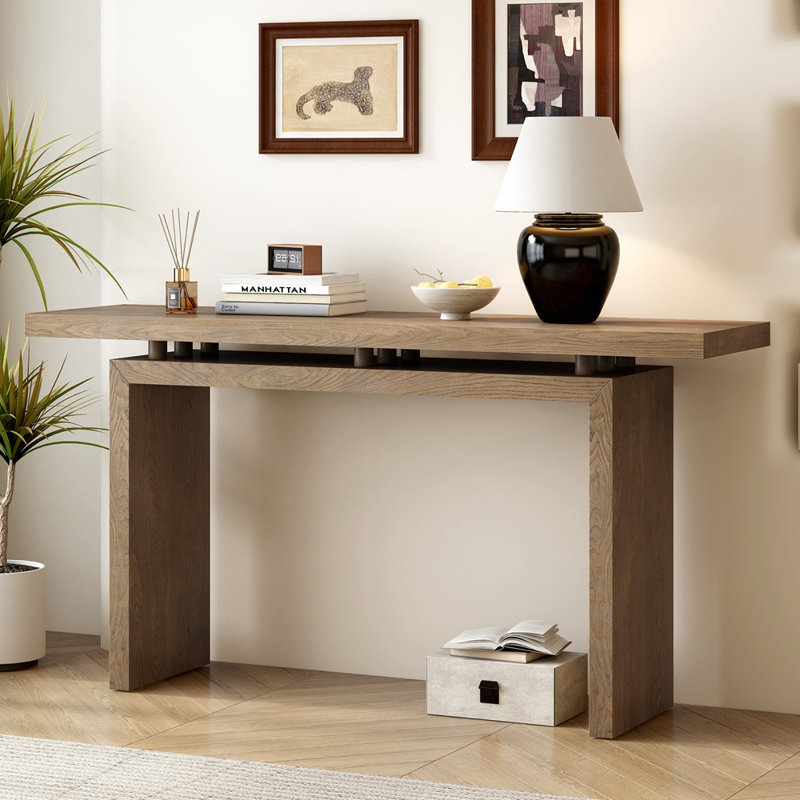Console en placage de frêne de conception unique de style simple et moderne avec un plateau de table astucieux convenant à un vestibule