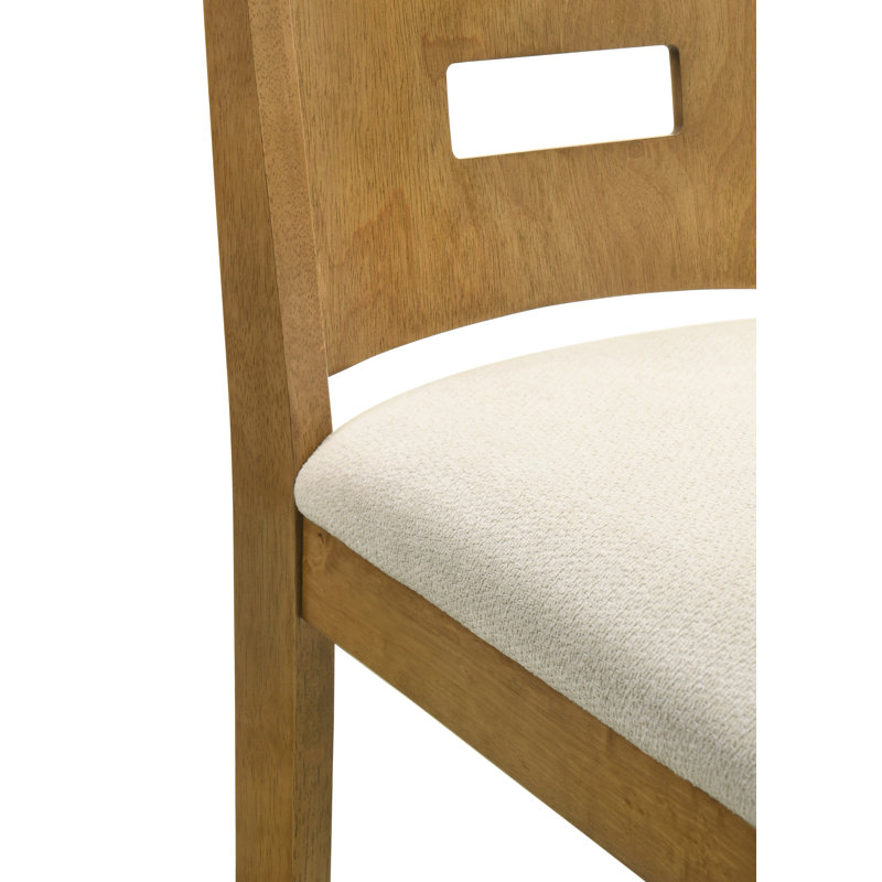 Barrymore Rubberwood Barstool With Fabric Seat, Beige, Bar Stool (30.5” Seat Height), 4