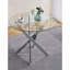 Table de salle à manger avec pieds en métal et verre trempé, table de cuisine moderne pour le salon, pieds chromés-462021384-460486773
