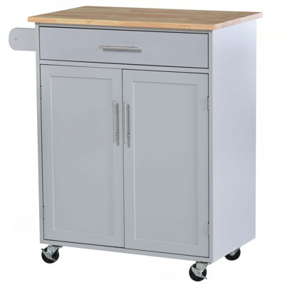 Kitchen Island Cart Rolling Trolley Cart With Drawer,Storage Cabinet & Towel Rack