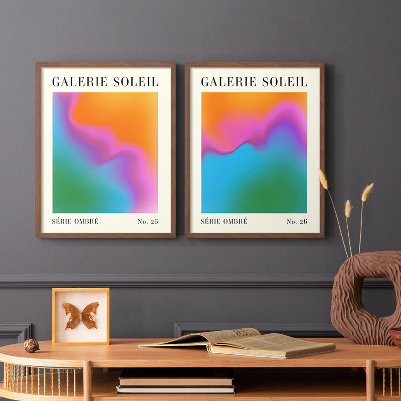 Reproduction encadrée Gallerie Gradient I-Premium - prête à être accrochée - aucun clou requis - aucun clou requis, Noyer