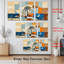 Tableau abstrait sur toile tendue représentant un palmier tropical et un voilier (lot de 3)-1496245406