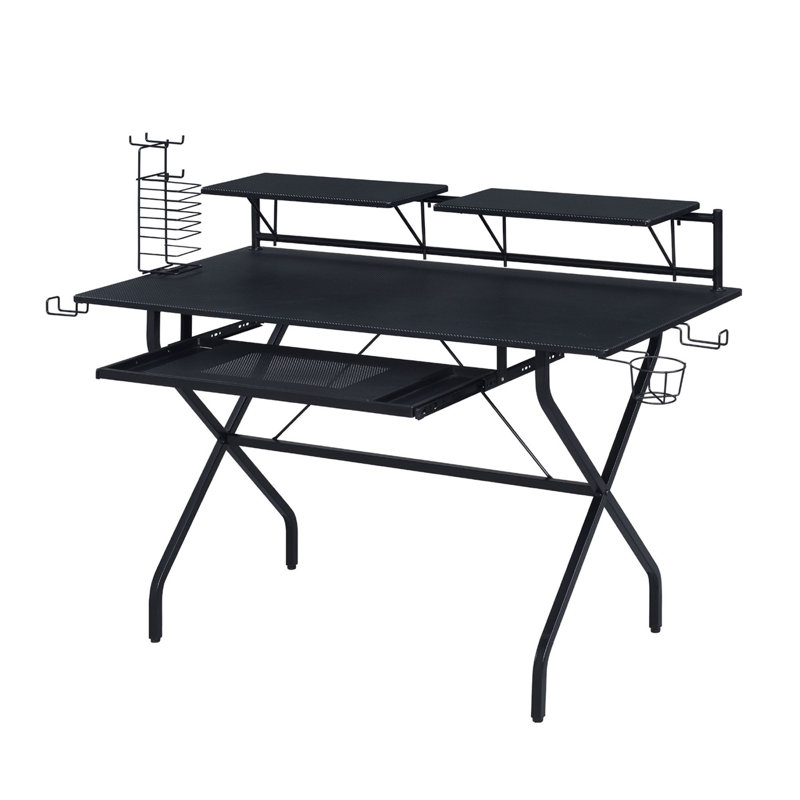 Bureau d'ordinateur rectangulaire avec plateau pour clavier