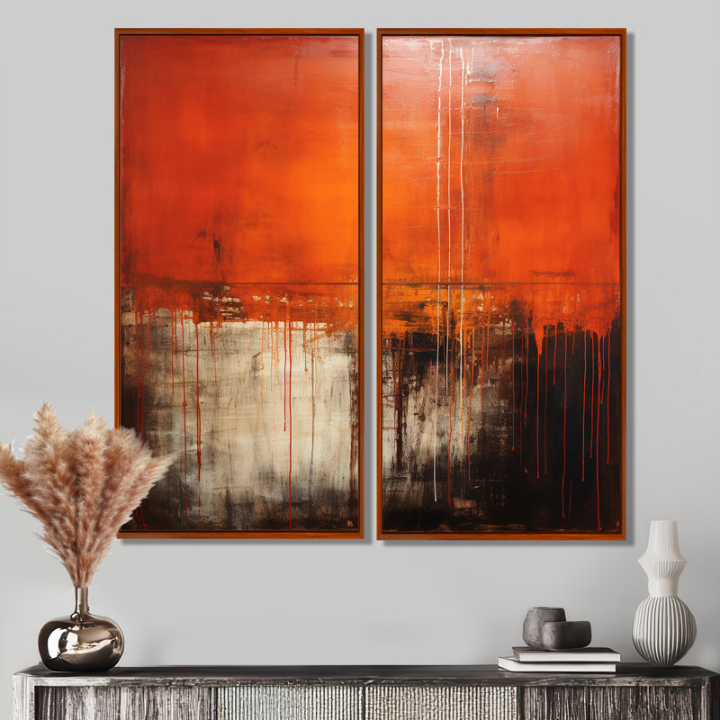 «Lyrical Abstraction Collage II», grand ensemble de 2 collages abstraits décoratifs, H 40 po x l 40 po, Brun
