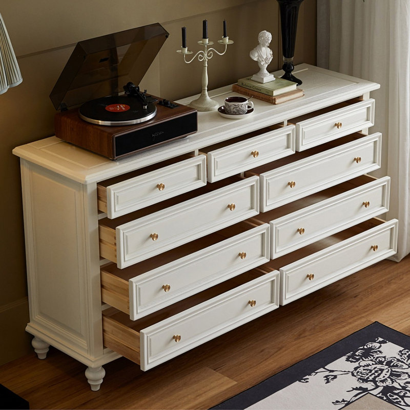 Buffet décoratif blanc en bois massif, H 35,83 po x L 65,75 po x l 17,32 po