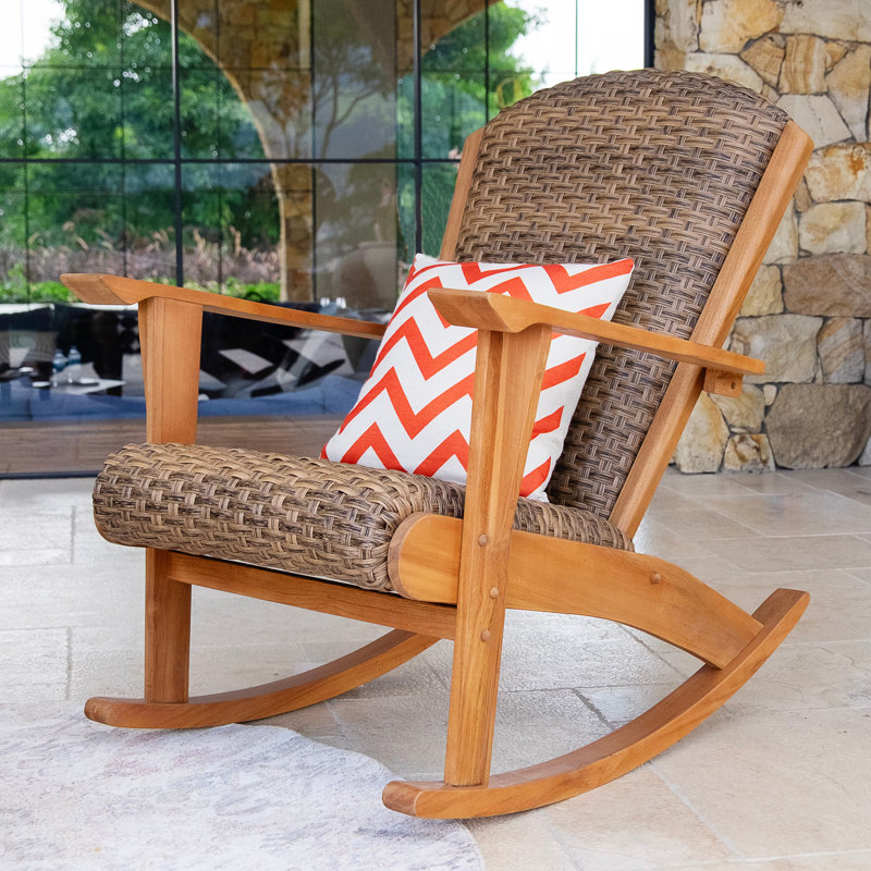Chaise berçante d'extérieur en teck indonésien Deaires