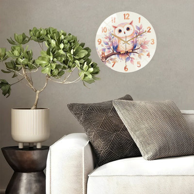 Horloge murale mignonne de style hibou - couleurs pastel 12 po