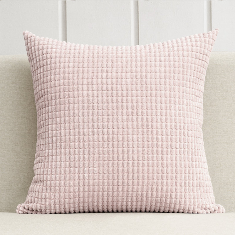 Corduroy Square Pillow Cover, 18"H x 18"W, Light Pink