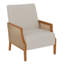 Chaise d'appoint rembourrée avec accoudoirs en rotin et pieds en bois massif-106606093