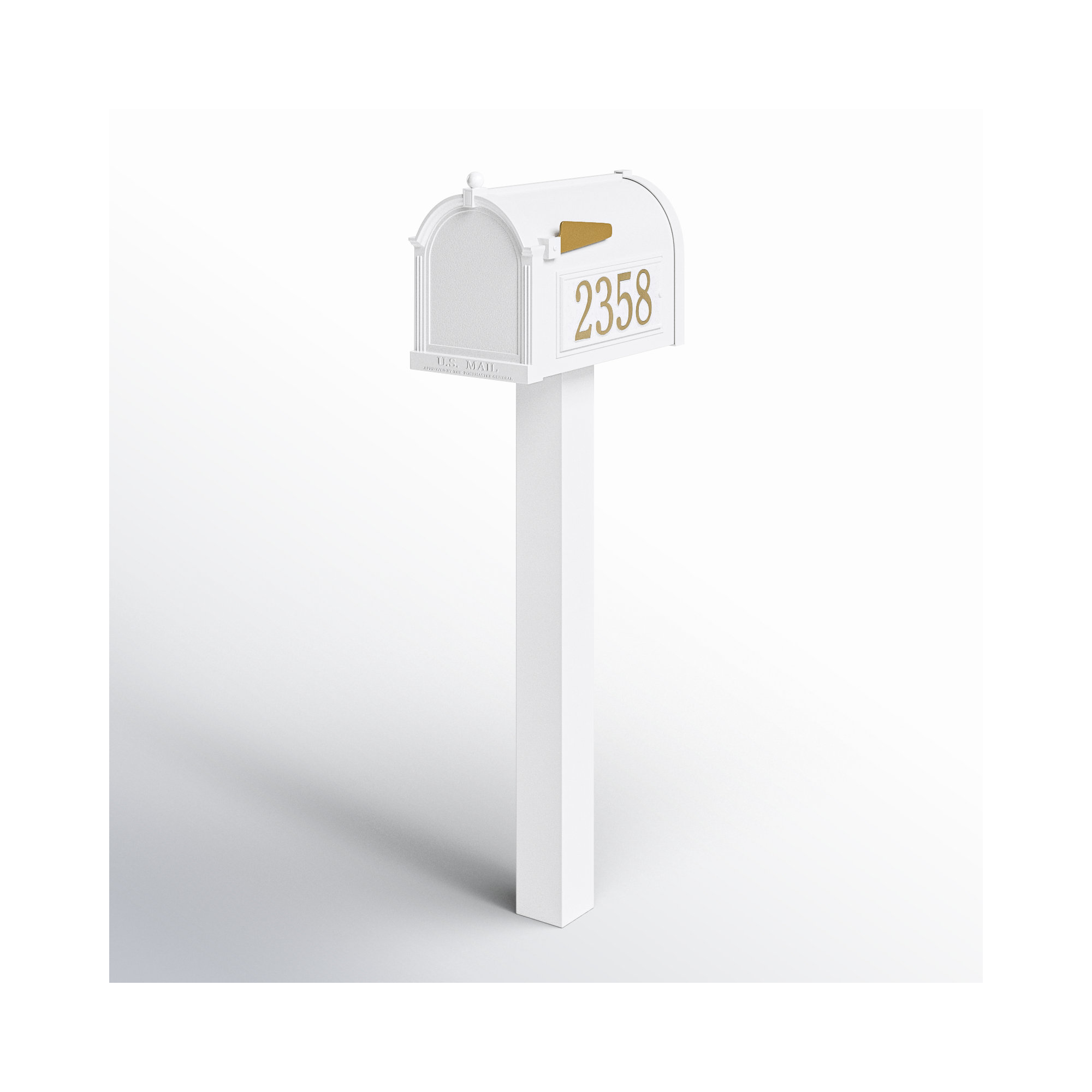 Premium Package Post Mounted Mailbox, White, Yes