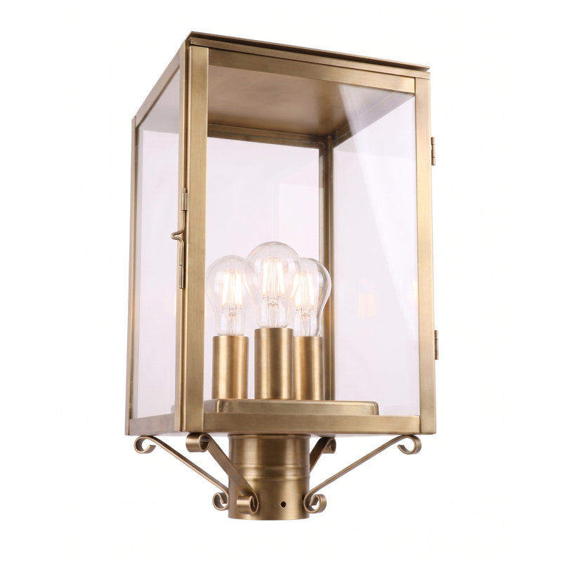 Westbrook 17.5'' Hardwired Outdoor Lantern, Antique Brass, Clear