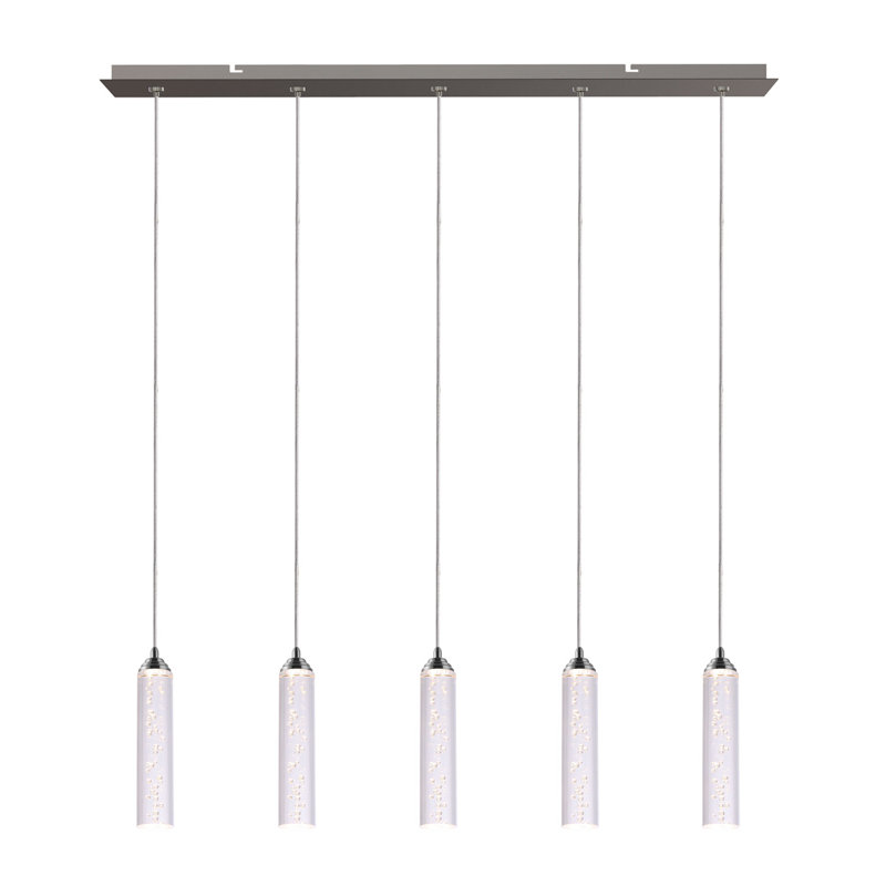 Luminaire suspendu linéaire à 5 lumières pour îlot de cuisine Ardrie, H 8,7 po x l 1,8 po x p 1,8 po