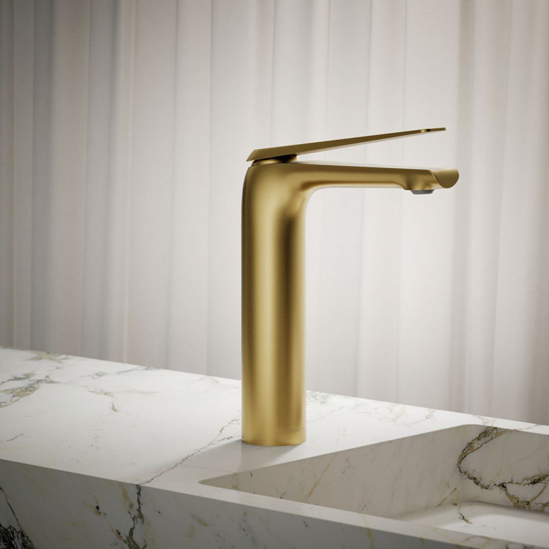 Avid Tall Single-Handle Bathroom Sink Faucet, Vibrant Brushed Moderne Brass