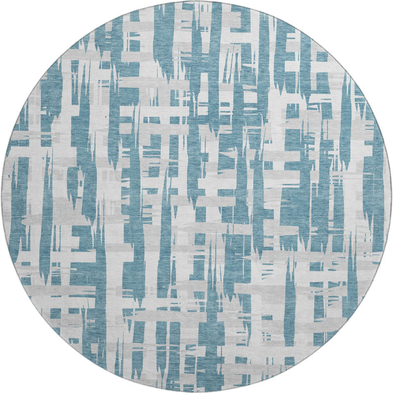 Premium Machine Washable Chelston AMF1849 Stripes Rug, Round 8'