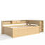 Lit de jour simple avec lit gigogne, structure en bois avec tiroirs de rangement, tablettes latérales et bureau, naturel