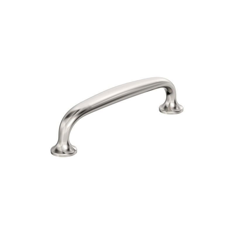 Poignée de meuble arquée Renown en nickel poli, entraxe de 96 mm (3-3/4 po), 3 3/4", Nickel poli