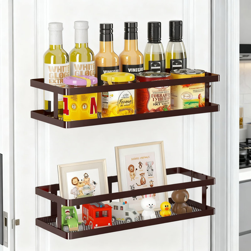 Organisateur de paniers de rangement mural, support à bacs suspendus en fil métallique pour l'organisation du garde-manger de la cuisine, tablette peu encombrante pour les essentiels de décoration intérieure (paquet de 2)