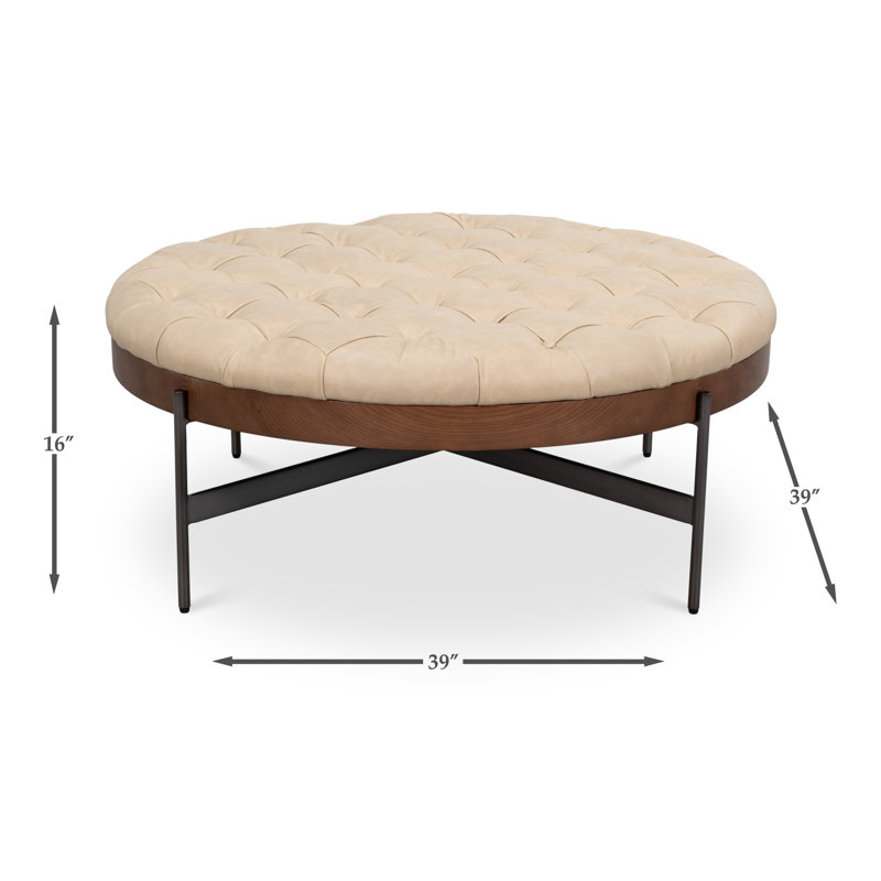 Corbet Round Ottoman, Cappucino White