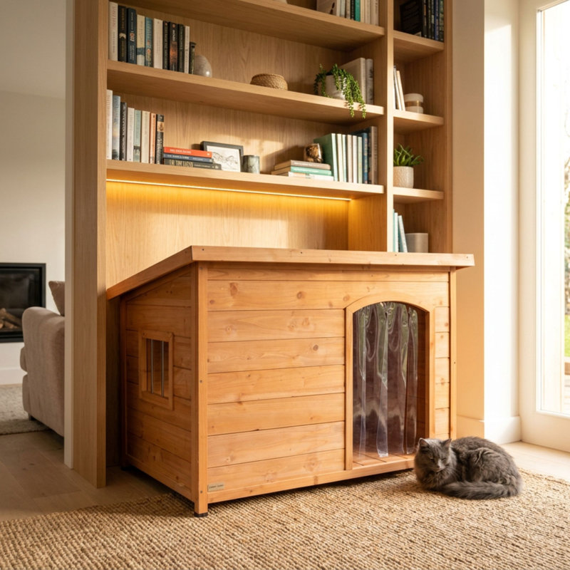 Wood Dog House, 82cm H x 79cm W x 116cm D