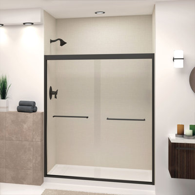 Transolid Frederick semi-frameless bypass shower door in 60 in. W x 70 in. H, 5/16 in. clear tempered glass