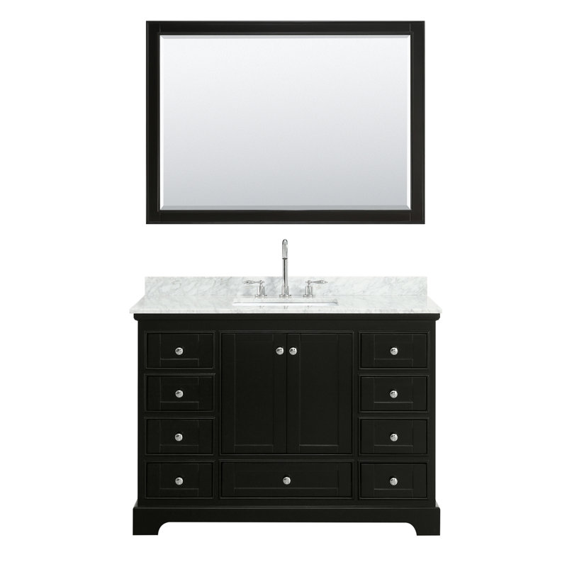 Deborah 48'' Single Bathroom Vanity with Marble Top, Dark Espresso, Polished Chrome