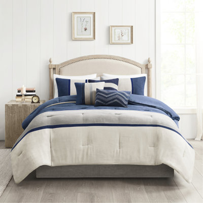 Édredon 7 pièces - Literie longue durée en faux suède bleu pour la chambre à coucher