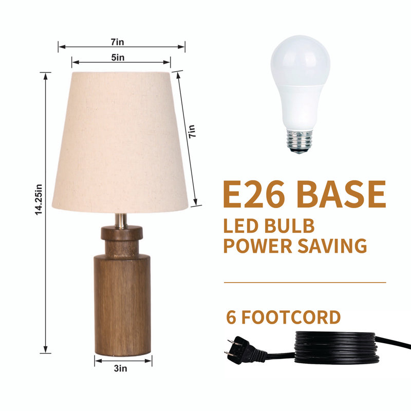 Modern 15" Wood Grain Table Lamp