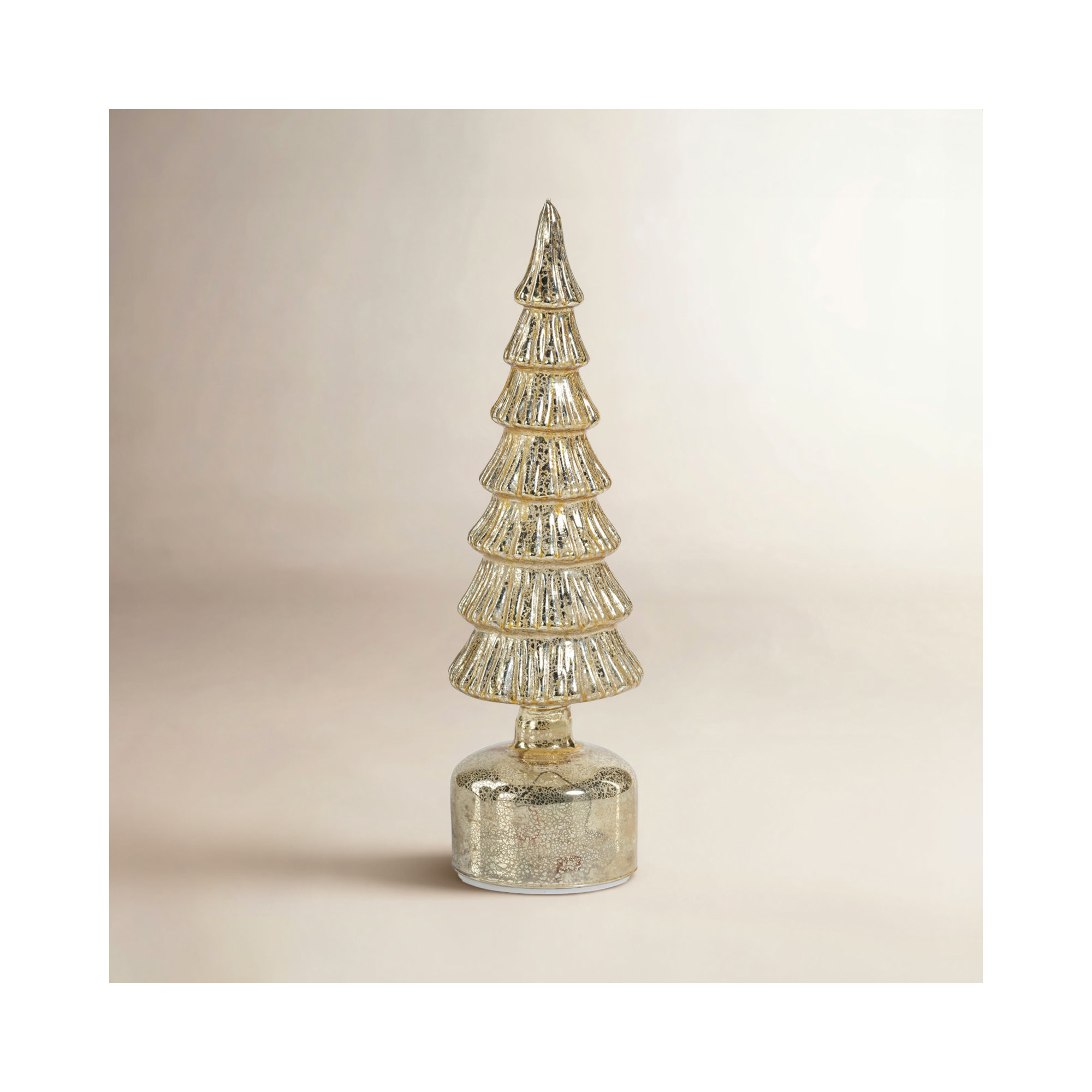 Merrigan Rotating LED Holiday Tabletop Tree, 13" H x 3.75" W x 3.75" D, Antique Gold