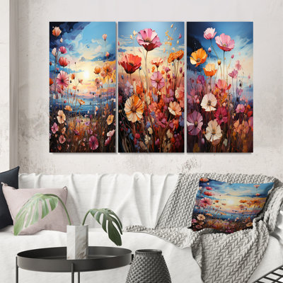«Purple Wildflowers Symphony», 3 pièces sur toile