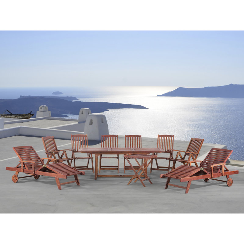 Toscana 8 - Person Acacia Wood Patio Dining Set with Rectangular Table