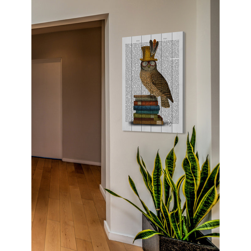 « Hibou on Books »-impression d’art textuel sur bois, H 45 po x l 30 po x P 1,5 po