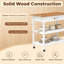 Natural & White Kitchen Island Trolley, 3-Tier Rolling Serving Utility Cart with Wood Countertop, Drawer & 2 Open Storage Shelves, Lockable Casters Mobile Storage Trolley for Dining Room Kitchen